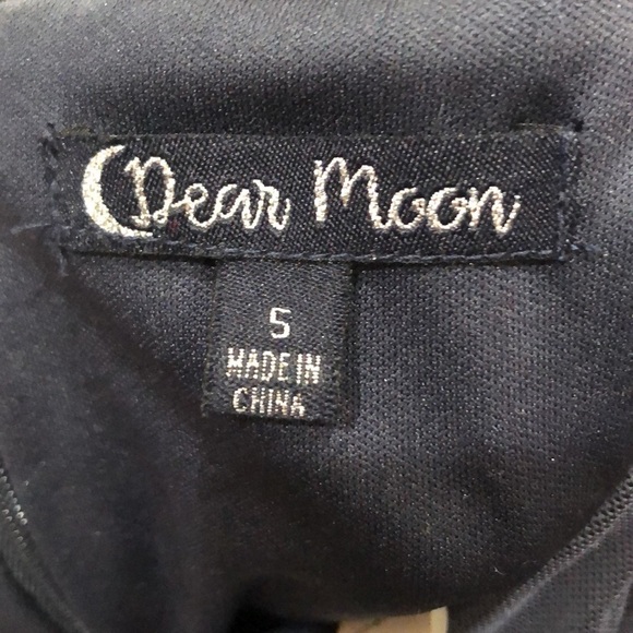 Dillard’s Dear Moon Maxi Dress Size 5 Navy Blue Glitter Caged Cut Out Gown - Picture 8 of 13